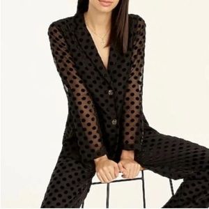 NWT j crew collection velvet dot mixed black materials blazer & pants size 6